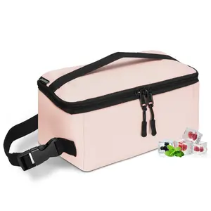 CERBONNY Cooler Bag - 6 Cans Capacity - Built in 2 Detachable Gel Packs - Pink - Polyester Material - Perfect for On-the-Go Meals - Normal Lunch Box Size