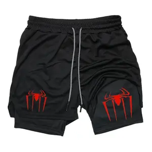 Anime Hunter X Hunter Men's Bresthable Gym Shorts Y2K Cross Print Drawstring 2 in 1 Running Gym Athletic Shorts Anime