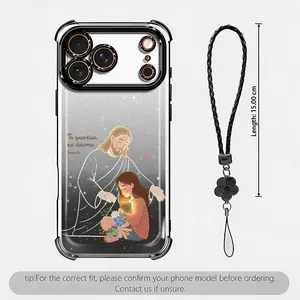 Tu Guardian “Don’t Sleep” Spanish Christian phone case with lanyard | Aesthetic Jesus glitter cover for iPhone 17/16/15/14 Pro Max and Samsung S26/S25/S24 Ultra — 975