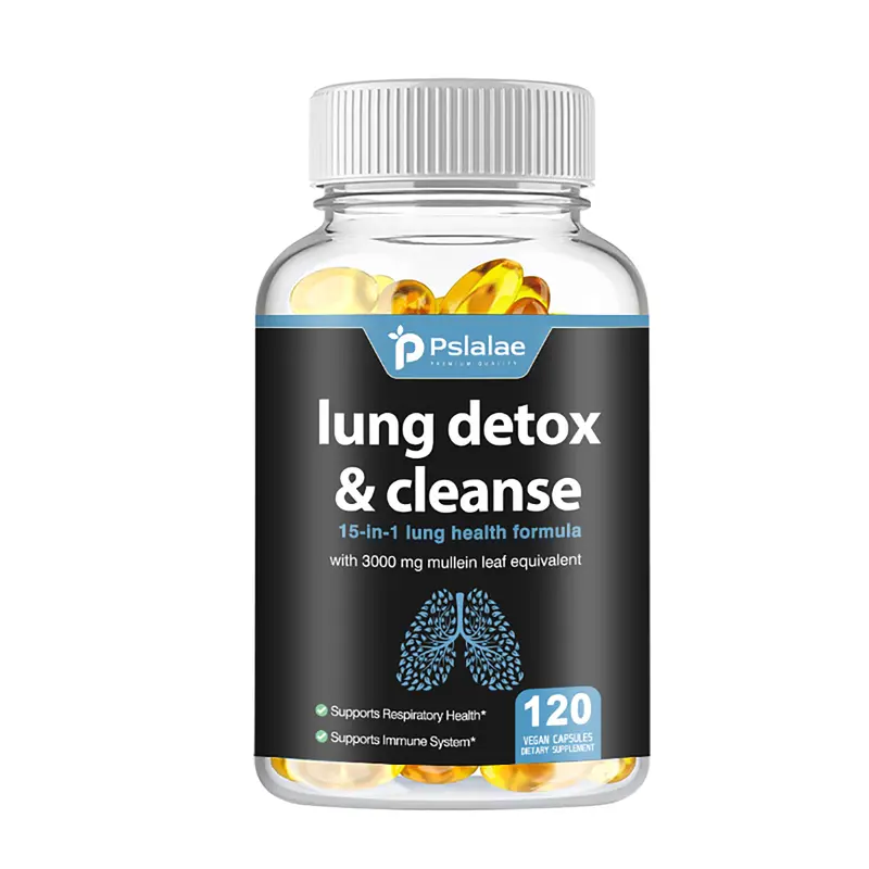 Mullein Leaf Capsules — 15-in-1 Lung Health Support Formula; supports nutritional needs and promotes respiratory and immune health; 10:1 extract (equivalent to 3,000 mg); available in 60 or 120-capsule packs.