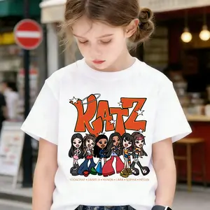 KATSEYE European And American Style Dress Up Girl Group Print T-Shirt for Adults and Teens, American Street Y2K Hip-Hop Style Cute Outfit, Fun New Fashion Little Girls Or Boys Clothes, Casual Outdoor Clothing,Fashion Spring/Summer Top