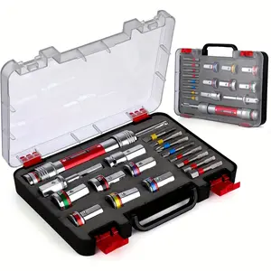 20 Piece Drill Bit and Impact Driver Bit Kit, Robust Alloy Steel, Extension Design, Change Between Hex Sockets and Extensions, for Metal, Wood, Plastic, High Speed Steel Drill.