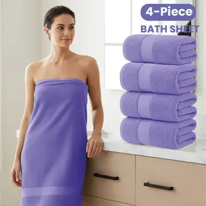 Oversized Luxury Bath Towels 4-Piece Set 35x70 Inch XL Cotton Super Soft Ultra Absorbent Quick-Dry Sheets for Spa Home Hotel Plain Design