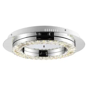 JONATHAN Y Cristal Contemporary Integrated Iron/Crystal Glam LED Flush Mount; for Living Room,Bedroom, Kitchen, Office