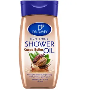 Dr.davey 200ML Rich Shine Cocoa Butter Shower Oil, Moisturizing Body Care for Men & Women, Travel-Friendly Full-Body Hydration