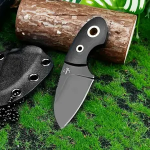 New Small Outdoor Fixed Blade Knife with Sheath 8Cr13Mov Steel Blade G10 Handle Jungle Portable Camping Knife EDC Survival Adventure Tool Necklace Pocket Knife Survival Gear Stainless Steel Knives Survival Tools