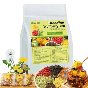Dandelion Wolfberry Tea, 12 Pcs Natural Kidney & Liver Detox Tea, 8 Chinese Herbal Ingredients Blend, Dandelion Wolfberry Organic, Cassia seed, Chrysanthemum, Honeysuckle (144g,12gx12 packs)