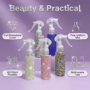 Diamond-encrusted new full-diamond spray bottle gardening watering plastic bottle PET fine mist hairdressing bottle press bottle travel portable
