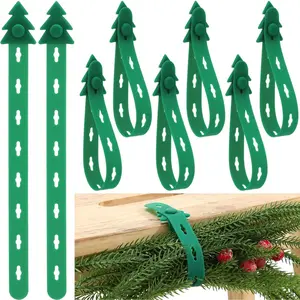 8 count Christmas Garland Hangers for Mantle Garland Hooks   Christmas Wreath Ties Stocking Holder Adhesive Straps for Fireplace Stairways Xmas Decor Holiday Craft (Dark Green)