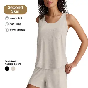 Tommy John Women’s Second Skin Sleep Tank & Short Set | Ultra-Soft Modal Pajama Set | Lightweight Breathable Loungewear, Stretch Fit