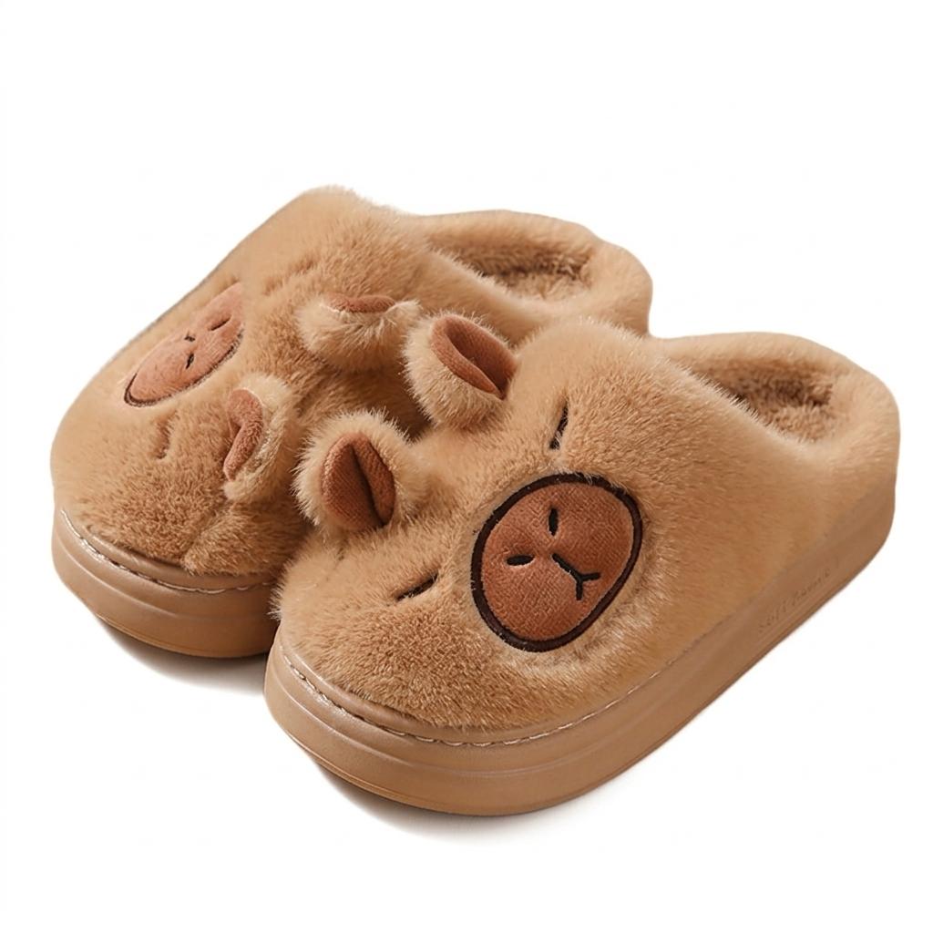 Men And Women Couple'S Anti-Slip Indoor Warm Plush Slippers for Home, Featuring Cartoon Capybara Design for Winter Holidays