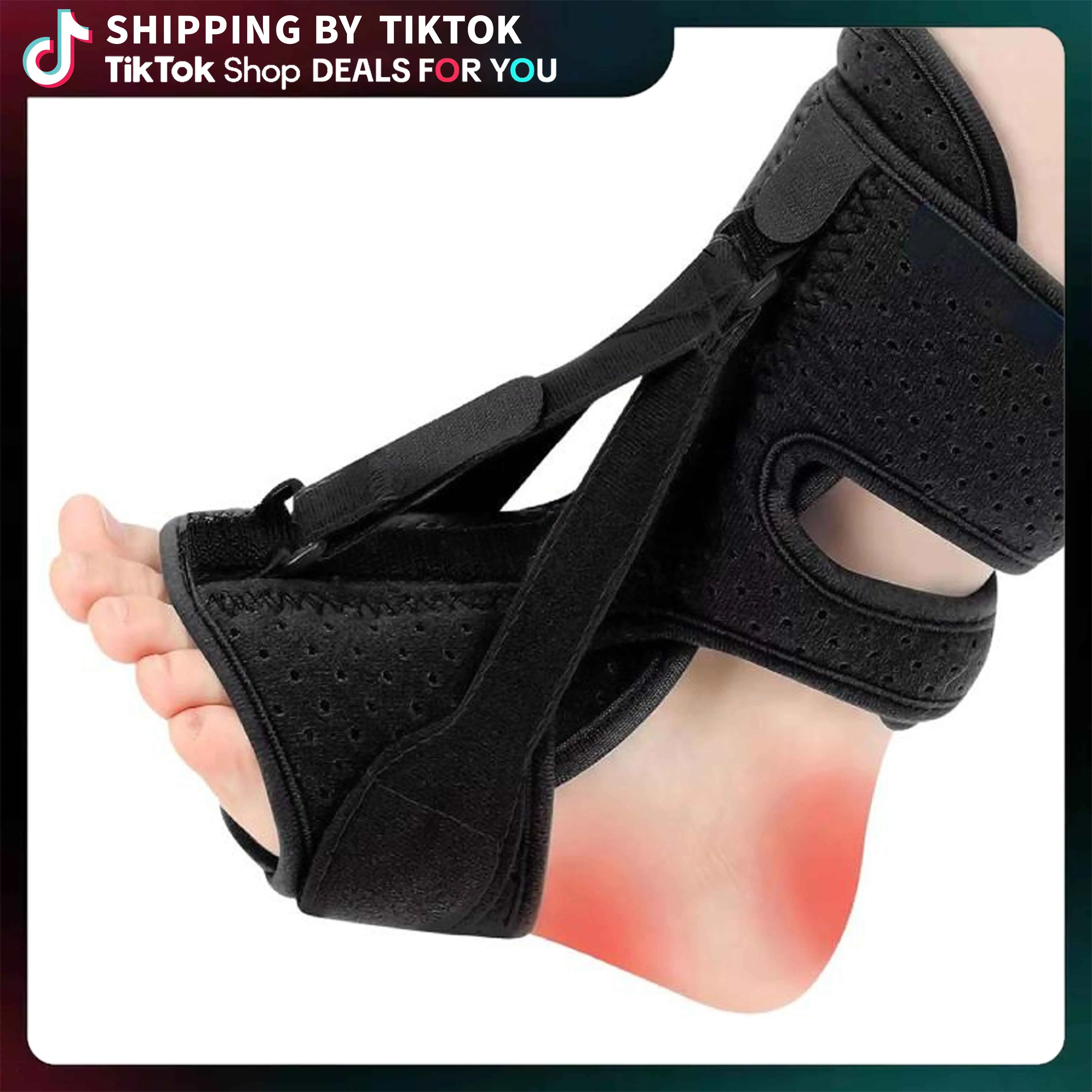 Plantar Fasciitis Night Splint & Brace - Lightweight, Breathable Fabric, One Size Fits All, Upgraded Relief for Foot Drop & Achilles Tendonitis, Adjustable for Adults, Christmas Gifts & Gift Idea, Black, Environmentally Friendly Packaging, Fine Hemming An