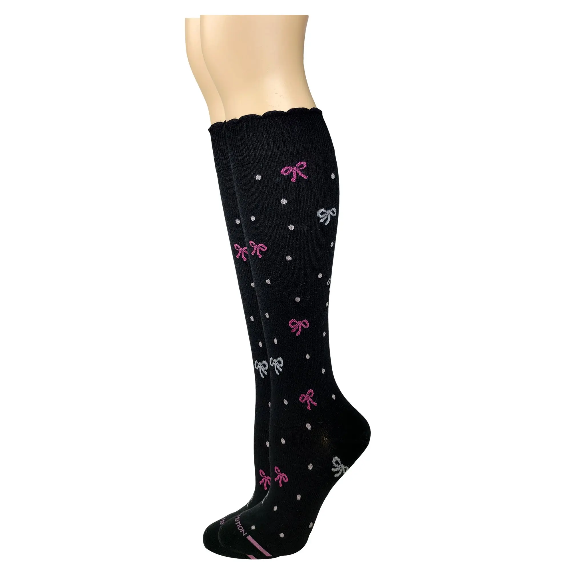 Women's Dr. Motion Bows Knee High Compression Socks, 1 Pair, Polyester-Spandex-Nylon Blend, Everyday Top Socks