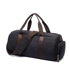 Canvas Crossbody Travel Duffel Bag with Shoe Compartment| Unisex Casual Weekender for Gym & Trip