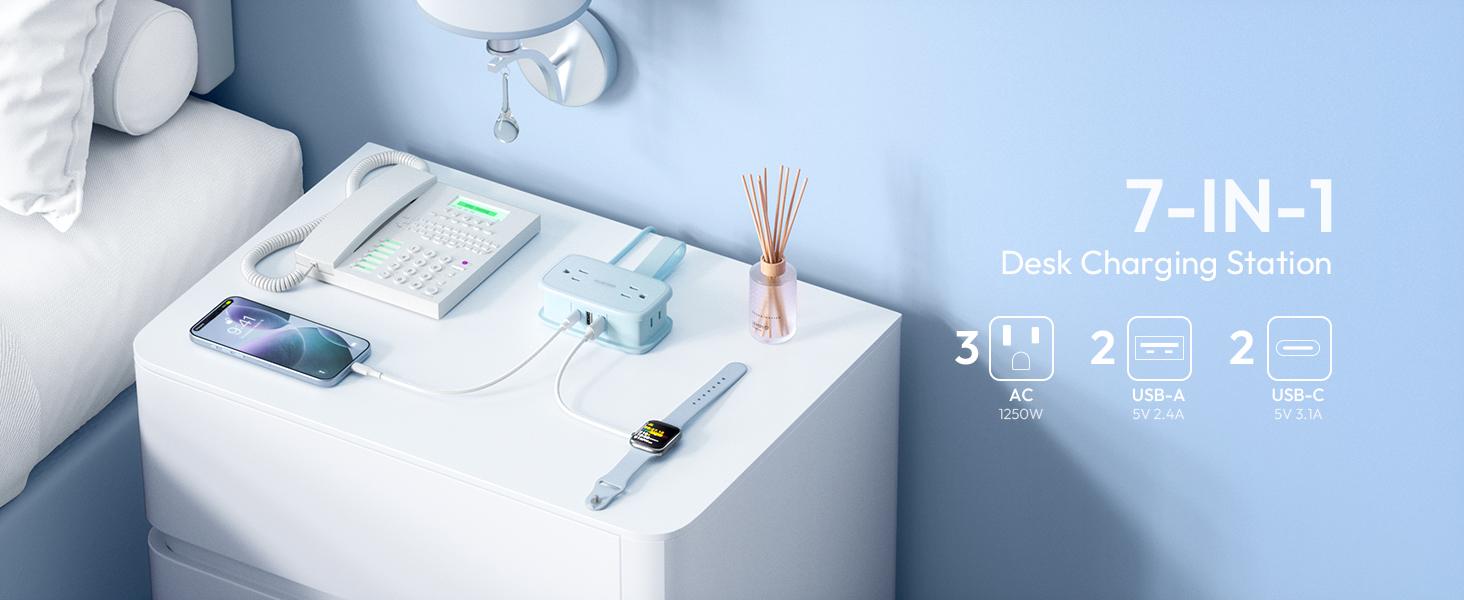 NTONPOWER Travel Essentials 7-in-1 Travel Power Strip with 4 Outlets, 2 USB-A & 1 USB-C, Cruise-Approved Flat Plug, 4ft Wrapped Extension Cord for Hotel, Dorm & Camping NTONPOWER Travel Essentials 7-in-1 Travel Power Strip with 4 Outlets, 2 USB-A & 1 USB-C, Cruise-Approved Flat Plug, 4ft Wrapped Extension Cord for Hotel, Dorm & Camping