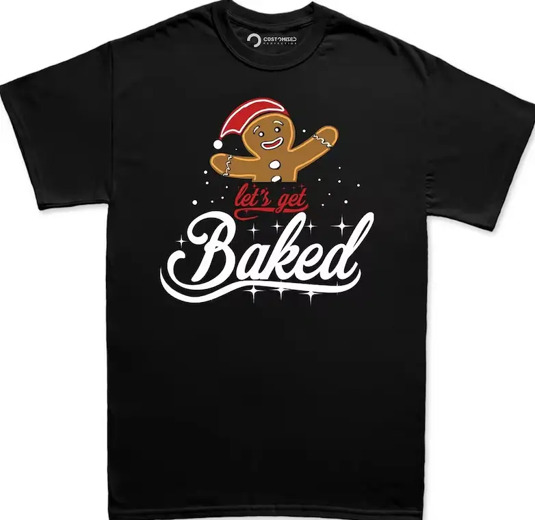 Funny Christmas Gingerbread Man Shirt, Let's Get Baked, Family Gift Tee