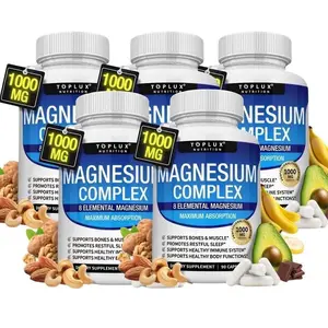 Toplux Magnesium Complex Supplement,8 Essential Bioavailable Magnesium Forms, 10oomg Per Serving,Daily Support for Muscle, Sleep, Stress & Overall Health Edible Fitness Vitamin Dietary Healthcare
