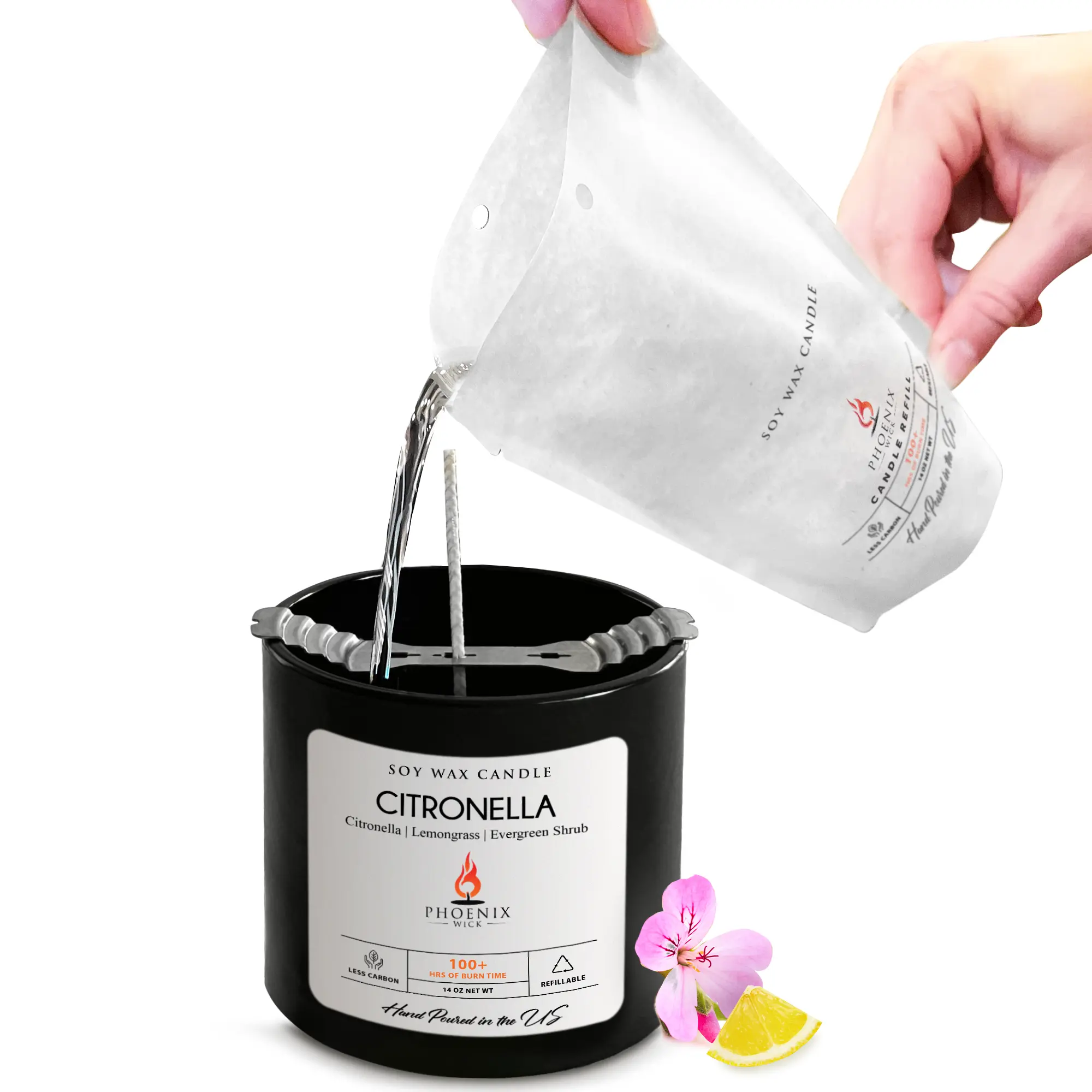 14oz Citronella Candle-Making Kit + Jar, Phoenix Wick Brand