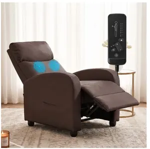 Massage Recliner Chair for Adults, Adjustable Home Theater Seating with Lumbar Support for Living Room, Modern Fabric Reclining, Brown