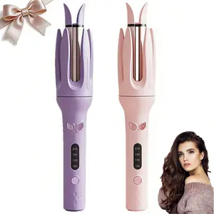 Fully Automatic Curling Stick, Negative Ion Automatic Hair Hair Curl Wand, 4 Modes Temperatures Rotating Curling Iron for Women, Dual Voltage & Light Mother’s Day Gift Idea