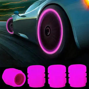 Car Luminous Tire Valve Cap Kit, Fluorescent Night Glowing Tire Air Cap Cover, Car Tire Valve Stem Cap For Car Truck SUV Motorcycles Bike, Car Accessories