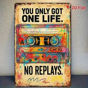 Vintage Aluminum Wall Art 8x12 Inch Retro Cassette Tape and Vinyl Record Music Decor with Custom Song List Personalized Gift for Home