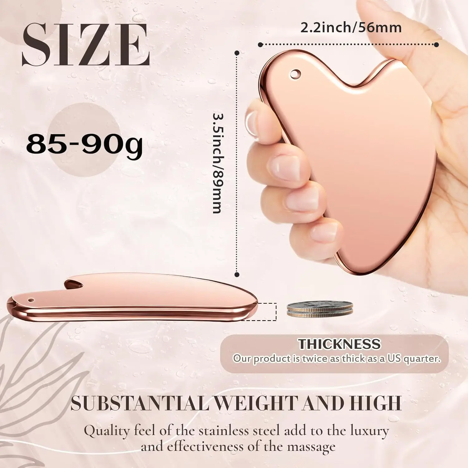304 Stainless Steel Gua Sha Facial Tool Pink | Metal Gua Sha for Lymphatic Drainage Guasha Face Sculpting Double Chin Reduce with Pouch Self Care Gift