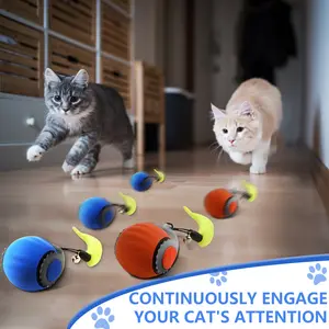 Interactive Automatic Rolling Cat Toy - USB Rechargeable, Durable Plastic , Fun Self-Moving Ball for Indoor Cats, Engaging Pet Gift for All Breeds, Pet Playtime Accessory | Playful Pet Toy | Safe Cat Material