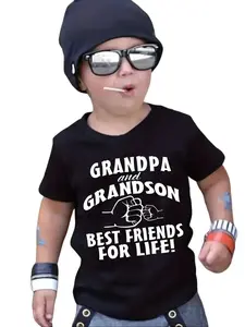 Boys' T-shirts Grandpa And Grandson Best Friends For Life Print 100% Cotton Short Sleeve T-shirt Summer Slogan Graphic