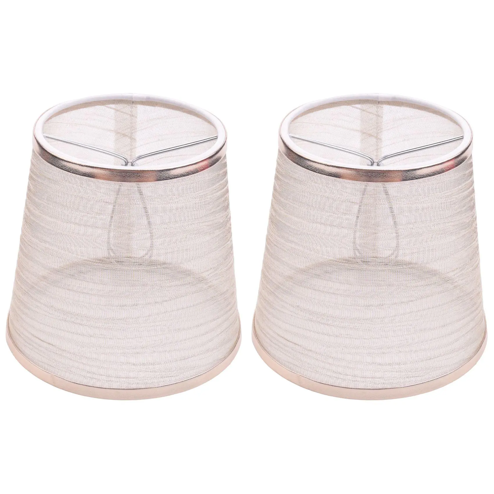 2 Pack Clip on Gauze Chandelier Lamp Shades Little Upright Wall Candle Light Lampshade (Gold)
