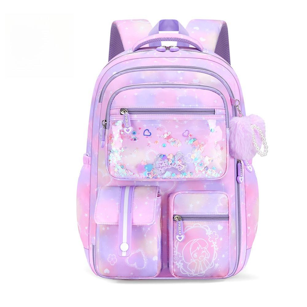 Cute 3pcs Backpack Set, Pink Purple Butterfly School Bag, Pencil Case, Lunch Bag, Casual Outdoor Bag Set