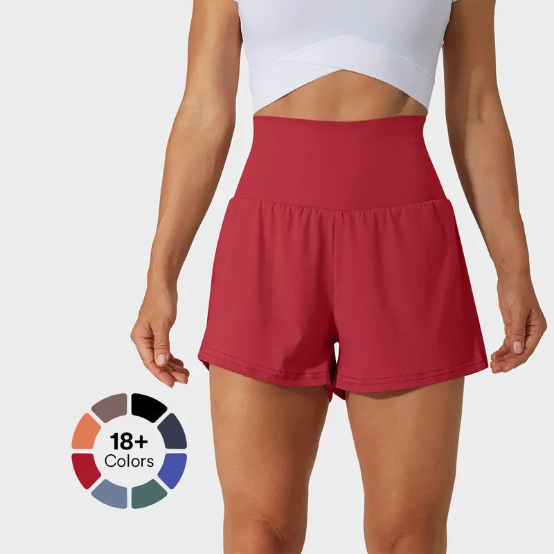 Halara Super High Waisted Back Pocket & Side Hidden Pocket 2-in-1 Yoga Shorts 3", Summer Running Shorts for Women, Sports Workout Shorts, Gym Outfit