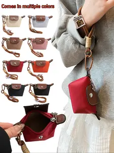 Fashion Mini Wallet Charm, Nylon & Leather Coin Purse, Cute Keychain Accessory, Korean Style, Perfect Gift for Women, All Seasons, Wallet And Charm