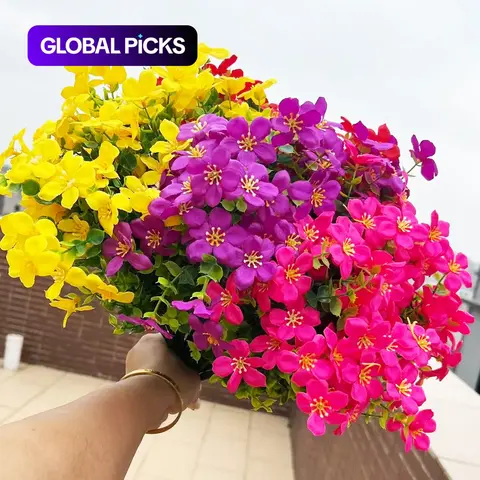 16 Bundles Artificial Flowers Bouquet for Outdoor Decoration, UV-Resistant Faux Silk Plants for Spring, Summer, Garden, Yard, Porch, Window Box and Home Indoor Decor, Decorative Florals, Mixed Decorative Flowers #GLOBAL PICKS