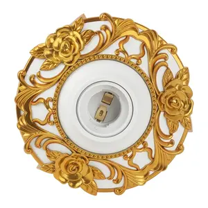 Cilia E27 Lamp Base, Vintage Gold Rose Pattern, 110v/220v, European Home Lighting, Suitable for Household, Office, Industrial Use