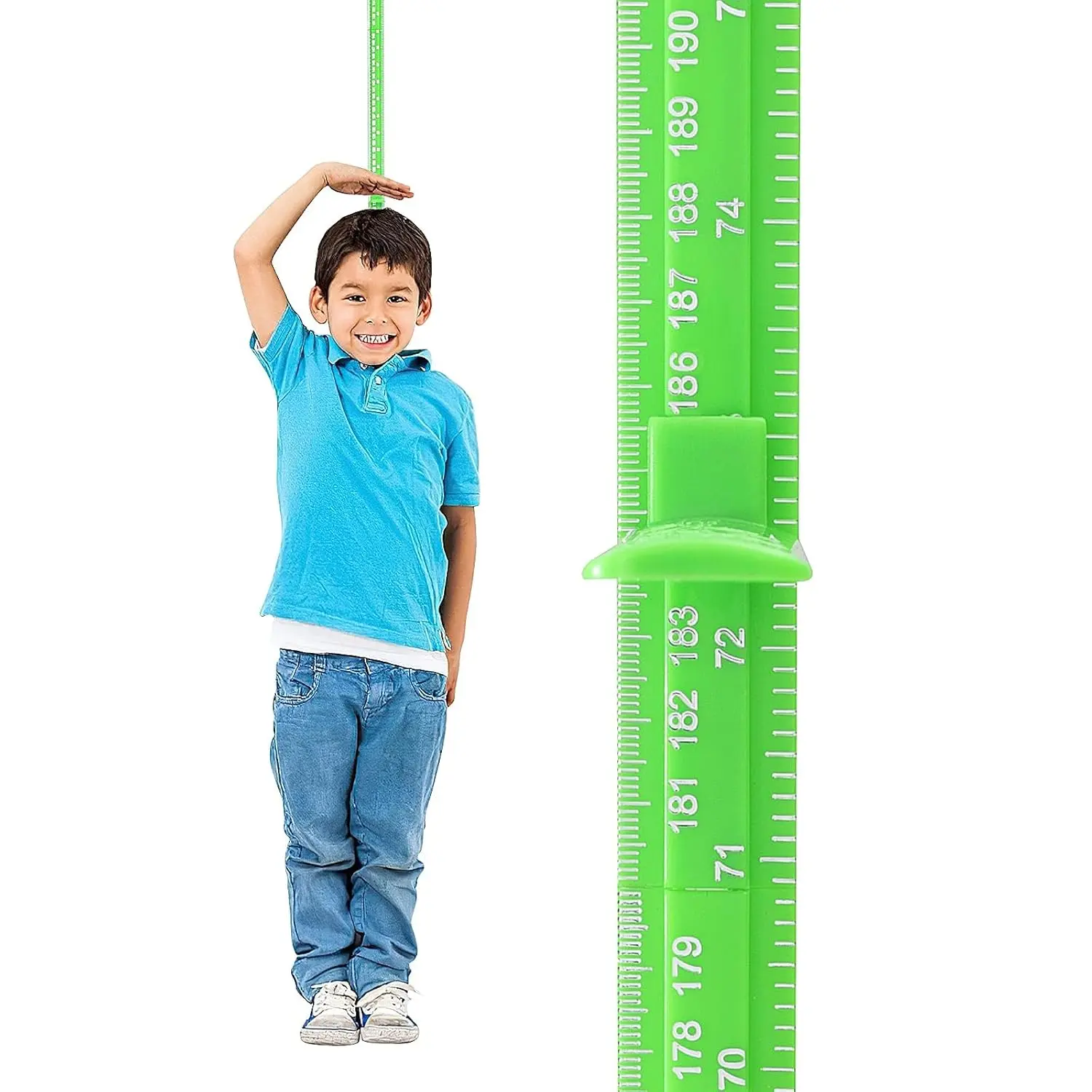Green 3D Removable Wall Growth Chart Stickers, 79-in Splicing Sliding Height Measurement Ruler for Kids' Nursery