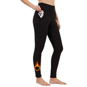 Mincib Women's Fleece Lined Leggings Thermal Warm Winter Leggings High Waisted Tummy Control Jogger Yoga Pants with Pockets