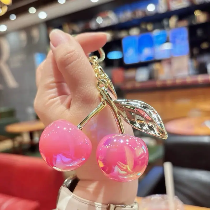 Fashion Cherry Resin Keychain Bag Charm | Aesthetic Y2K Cherry Keychain Purse Charm Gift for Her