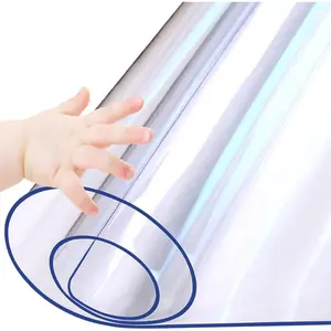 Clear Table Protector Large Vinyl Plastic Tablecloth Waterproof Wipeable Cover PVC Rectangle Coffee End Dining Tabletop Topper Mat Pad Glass Marble Wooden Wood Furniture Protection 16 x 48 Inch