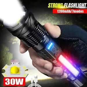 Outdoor High-Lumen Rechargeable Powerful Flashlight USB Charging Explosion-Proof Zoom Emergency Light 1200mah with USB Cable