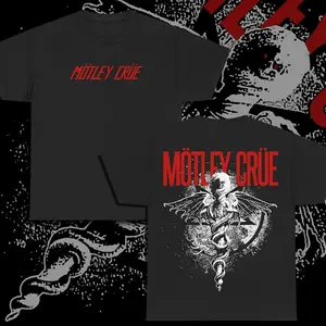 Motley Crue Kickstar my Heart World Tour Front & Back Printed Black Shirts