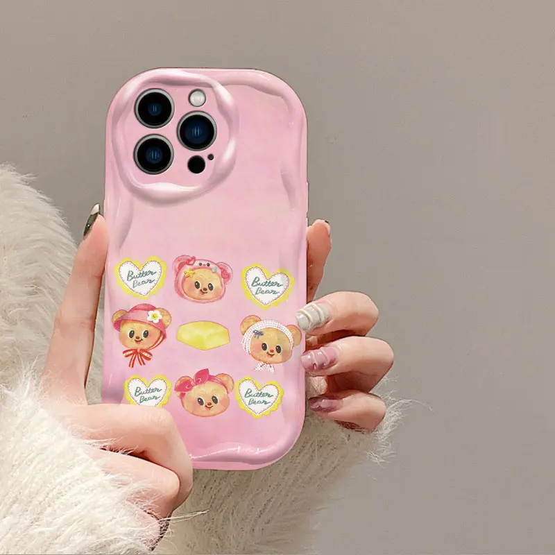 Cute Cartoon Butter Bear TPU Handheld Cellphone Casing - Creative Design, Enhanced Shockproof Protection, Electronic Accessory for Girls - Compatible with iPhone 16/15/14/13/12/11 Devices, Accessories