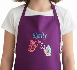Personalized Kids Apron with Embroidered Name - Butterfly Design | Ages 3-11 & Adult