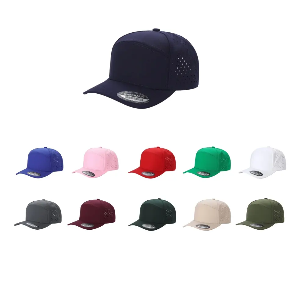 11-color flat-brim Snapback cap, breathable laser-punched baseball cap, quick-drying waterproof adjustable golf cap for men and women's outdoor sports daily wear