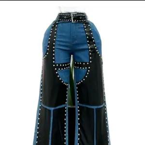 Leather Western Jeans Women’s Womenswear Bottom With Decorative Design