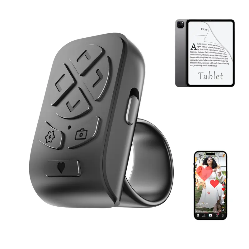 LOCTHAL Wireless Charging Remote Scroller Ring - Bluetooth Sync, One Size Camera Accessories, 65ft Range, Rear Capture Moments Tool, Smartphone/Tablet Selfie Shutter, TikTok Controller, Kindle Page Turner for iPhone iPad Android Devices