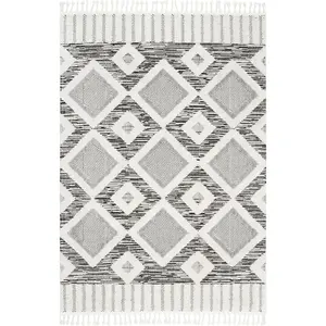 Journey Shaggy Checkered Tiles Tassel Area Rug