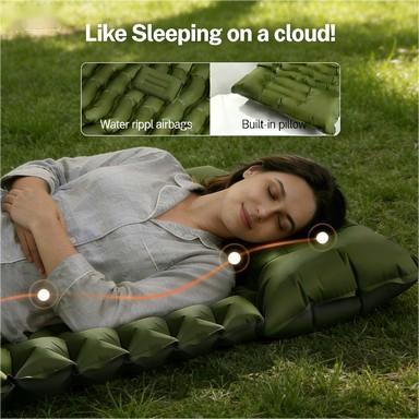 [Fast Shipping] Pakicetus Inflatable Camping Sleeping Pad with Built-in Pillow & Foot Pump - Portable Lightweight Sleeping Mat for Backpacking, Hiking, Travel, Outdoor Camping