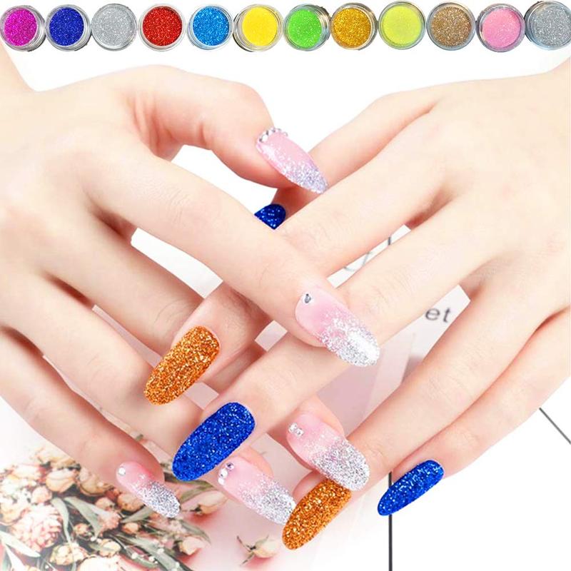 Nail Kit Set Professional Acrylic with Everything, 12 Glitter Acrylic Powder Kit Nail Art Tips Nail Decoration, DIY Nail Tool Nail Supplies Acrylic Nail Kit for Beginners (Professional) Crystal Manicure Nail Care Clipper Gift Long Lasting Nail Polish