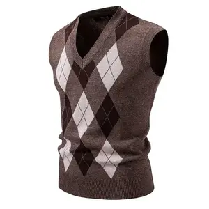 New Mens Knitwear Vest V Neck Sleeveless Casual Slim Fit Pullover Knitted Sweater Outdoor Streetwear Casual Tank Tops Menswear